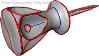 Salient edges of the screwdriver model. Red denotes convex edges, blue concave edges. Cover image of SGP09 Proceedings.